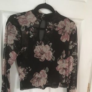 Women’s sheer black and floral top